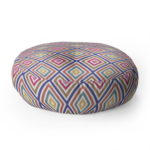 Emanuela Carratoni Colorful Painted Geometry Floor Pillow Round