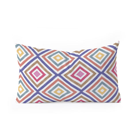 Emanuela Carratoni Colorful Painted Geometry Oblong Throw Pillow