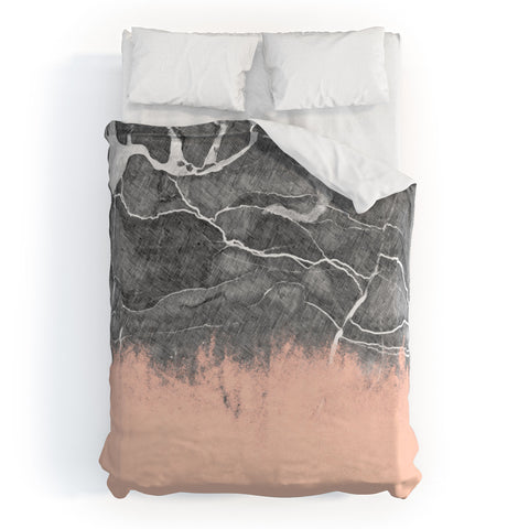 Emanuela Carratoni Crayon Marble with Pink Duvet Cover