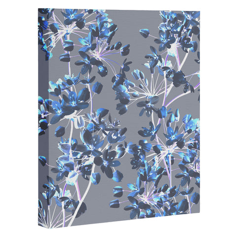 Emanuela Carratoni Delicate Floral Pattern in Blue Art Canvas