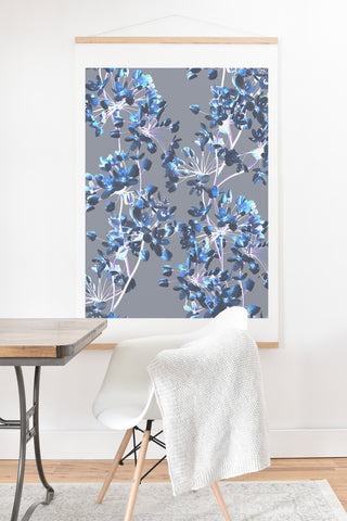 Emanuela Carratoni Delicate Floral Pattern in Blue Art Print And Hanger