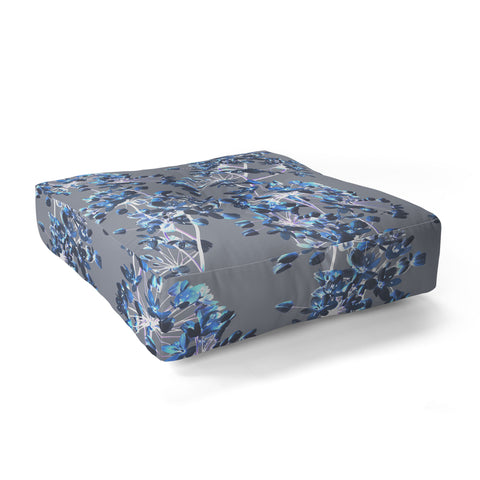 Emanuela Carratoni Delicate Floral Pattern in Blue Floor Pillow Square