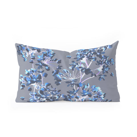 Emanuela Carratoni Delicate Floral Pattern in Blue Oblong Throw Pillow