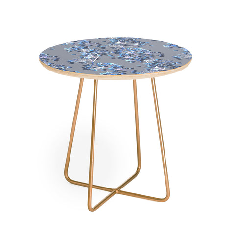 Emanuela Carratoni Delicate Floral Pattern in Blue Round Side Table