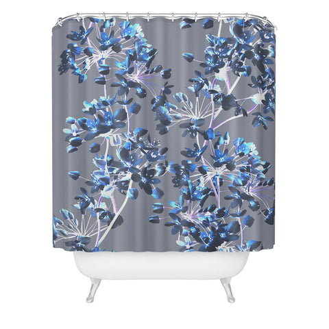 Emanuela Carratoni Delicate Floral Pattern in Blue Shower Curtain
