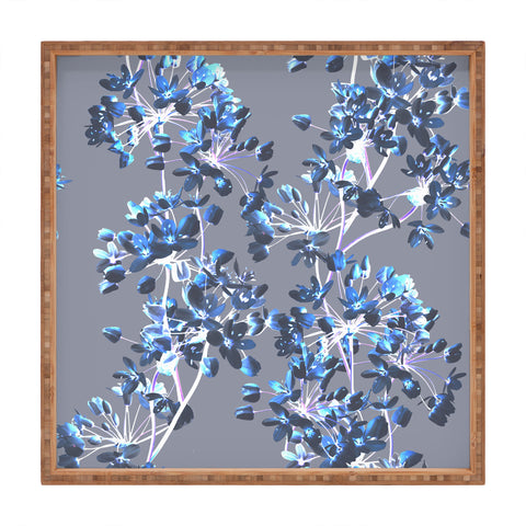 Emanuela Carratoni Delicate Floral Pattern in Blue Square Tray