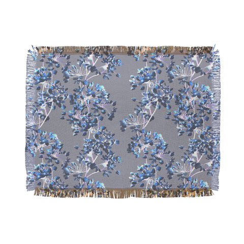 Emanuela Carratoni Delicate Floral Pattern in Blue Throw Blanket