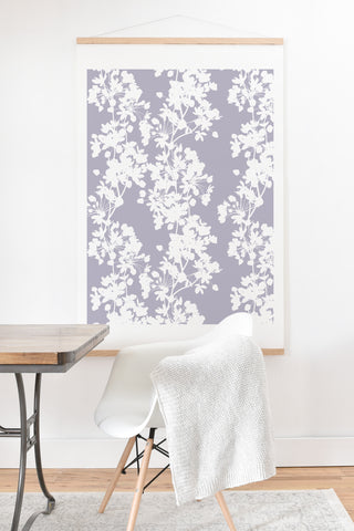 Emanuela Carratoni Delicate Floral Pattern on Lilac Art Print And Hanger
