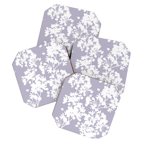 Emanuela Carratoni Delicate Floral Pattern on Lilac Coaster Set