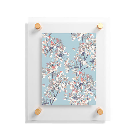 Emanuela Carratoni Delicate Flowers Pattern on Light Blue Floating Acrylic Print