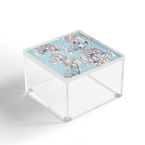 Emanuela Carratoni Delicate Flowers Pattern on Light Blue Acrylic Box
