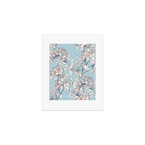 Emanuela Carratoni Delicate Flowers Pattern on Light Blue Art Print