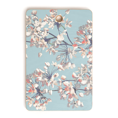 Emanuela Carratoni Delicate Flowers Pattern on Light Blue Cutting Board Rectangle