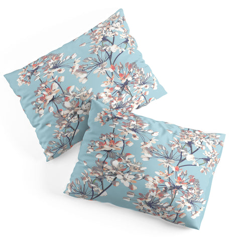 Emanuela Carratoni Delicate Flowers Pattern on Light Blue Pillow Shams