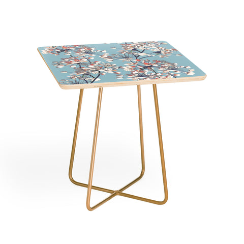 Emanuela Carratoni Delicate Flowers Pattern on Light Blue Side Table