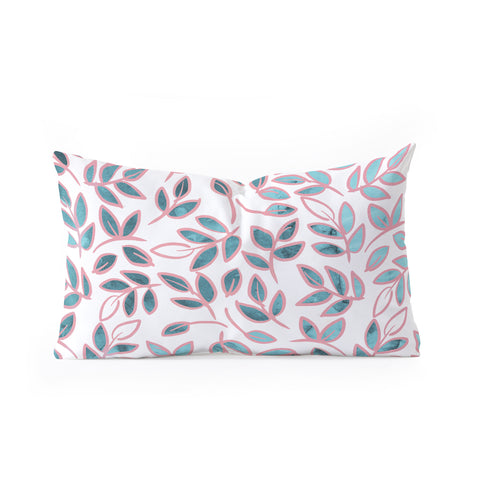Emanuela Carratoni Delicate Leaves Pattern Oblong Throw Pillow