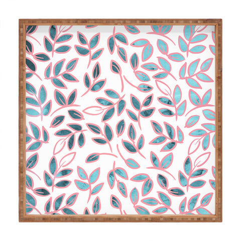 Emanuela Carratoni Delicate Leaves Pattern Square Tray