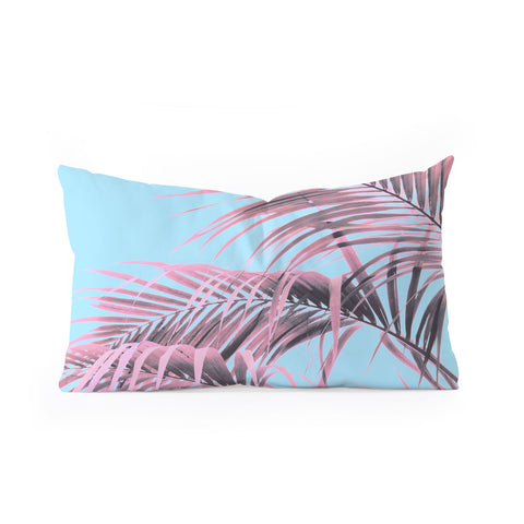 Emanuela Carratoni Delicate Pink Palms Oblong Throw Pillow