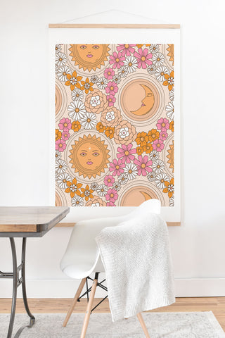 Emanuela Carratoni Floral Moon and Sun Art Print And Hanger
