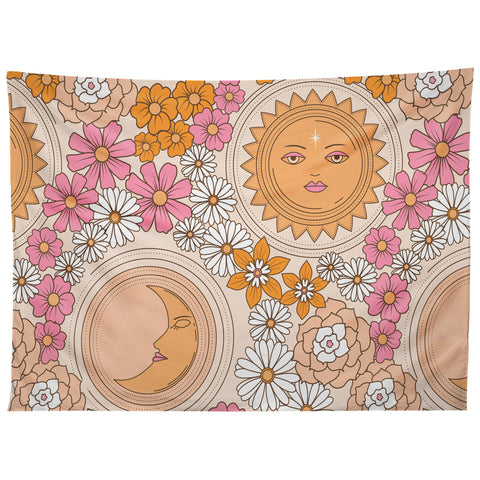 Emanuela Carratoni Floral Moon and Sun Tapestry