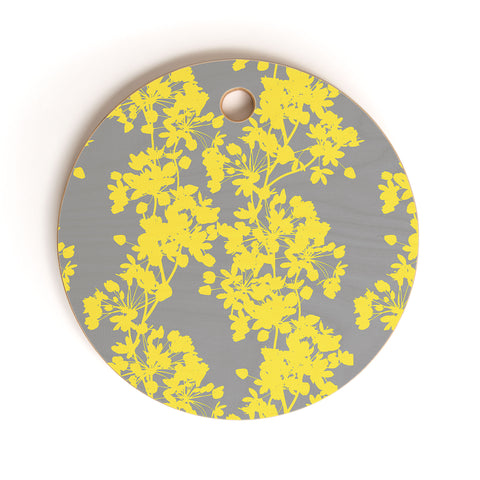 Emanuela Carratoni Flowers on Ultimate Gray Cutting Board Round