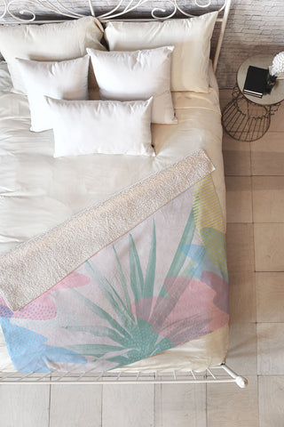 Emanuela Carratoni Geometric Palm Fleece Throw Blanket