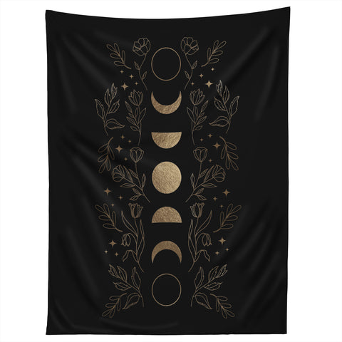 Emanuela Carratoni Gold Moon Phases Tapestry