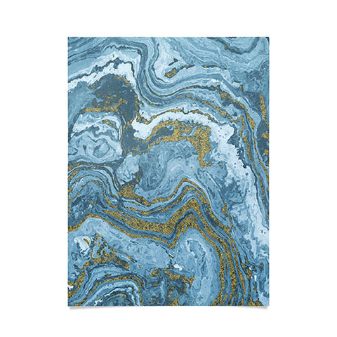 Emanuela Carratoni Gold Waves on Blue Poster