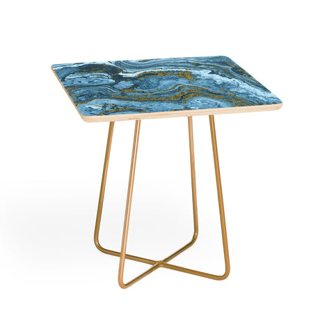 Emanuela Carratoni Gold Waves on Blue Side Table