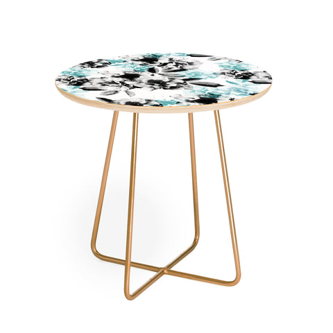 Emanuela Carratoni Gray and Blue Rose Garden Round Side Table
