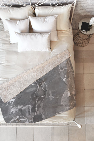 Emanuela Carratoni Grey Marble Fleece Throw Blanket