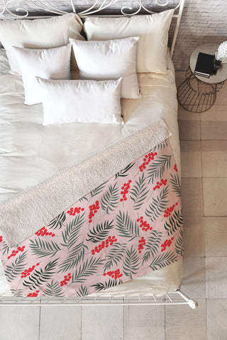 Emanuela Carratoni Holiday Mistletoe Fleece Throw Blanket