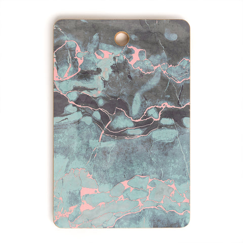 Emanuela Carratoni Light Blue and Blush Marble Cutting Board Rectangle