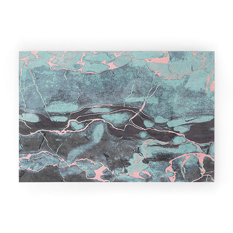 Emanuela Carratoni Light Blue and Blush Marble Welcome Mat