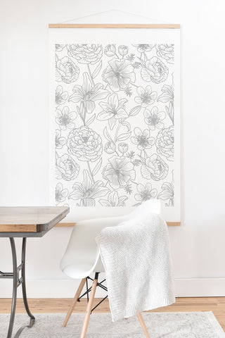Emanuela Carratoni Line Art Floral Theme Art Print And Hanger