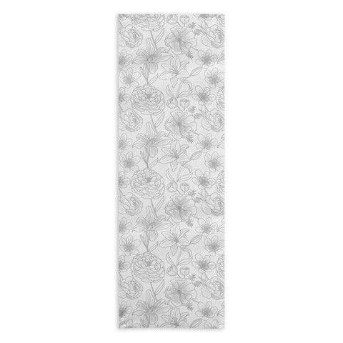 Emanuela Carratoni Line Art Floral Theme Yoga Towel