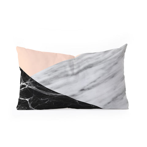 Emanuela Carratoni Marble Collage with Pink Oblong Throw Pillow