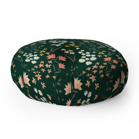Emanuela Carratoni Meadow Flowers Theme Floor Pillow Round