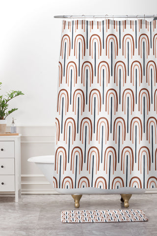 Emanuela Carratoni Modern Rainbow Pattern Shower Curtain And Mat