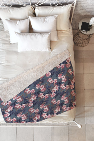 Emanuela Carratoni Moody Florals Fleece Throw Blanket