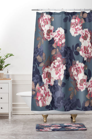 Emanuela Carratoni Moody Florals Shower Curtain And Mat