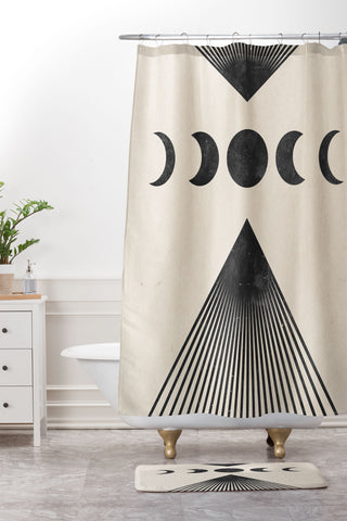 Emanuela Carratoni Moon Phases on Mountains Shower Curtain And Mat