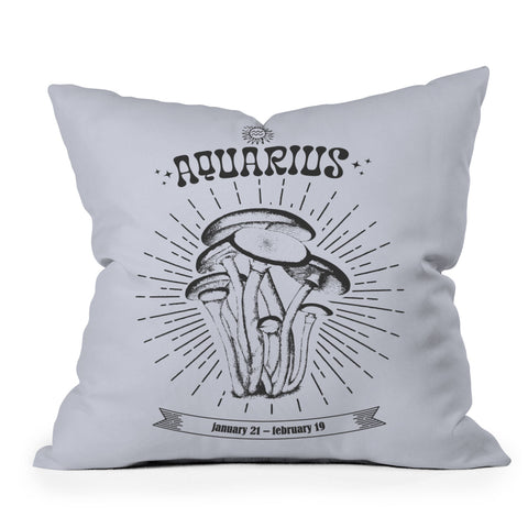 Emanuela Carratoni Mushrooms Zodiac Aquarius Outdoor Throw Pillow