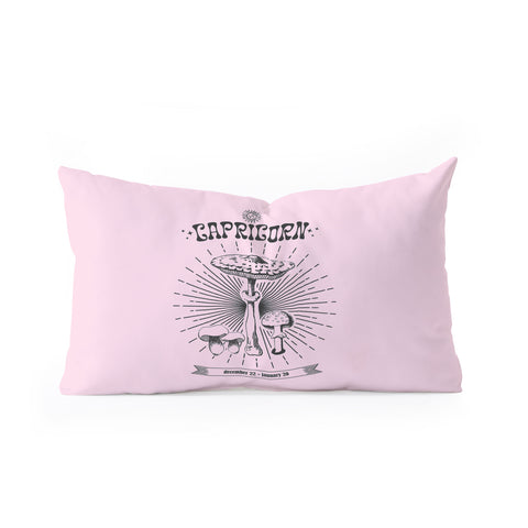 Emanuela Carratoni Mushrooms Zodiac Capricorn Oblong Throw Pillow