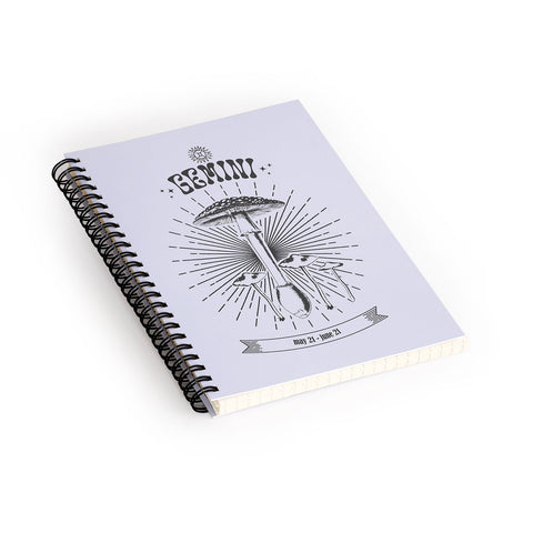 Emanuela Carratoni Mushrooms Zodiac Gemini Spiral Notebook