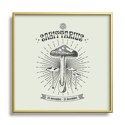 Emanuela Carratoni Mushrooms Zodiac Sagittarius Square Metal Framed Art Print