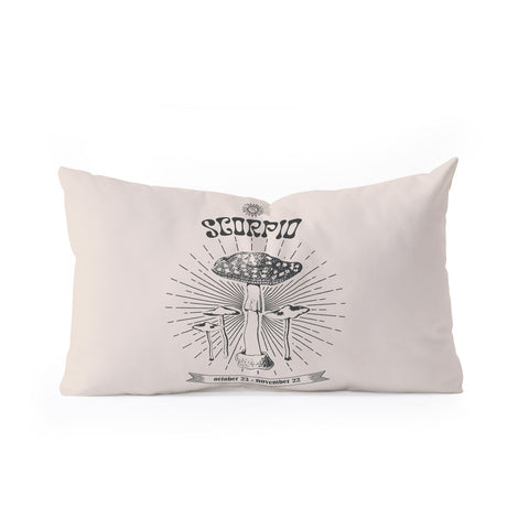 Emanuela Carratoni Mushrooms Zodiac Scorpio Oblong Throw Pillow