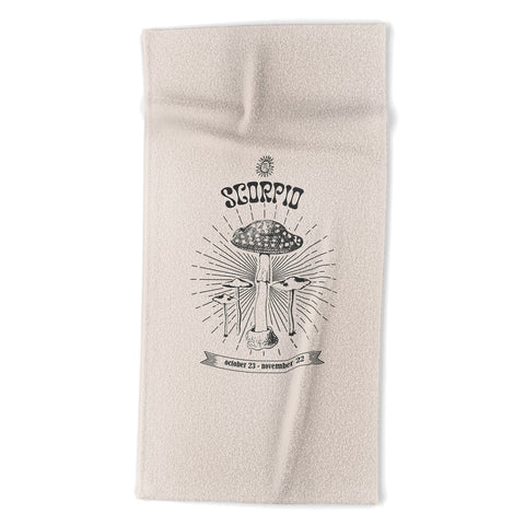 Emanuela Carratoni Mushrooms Zodiac Scorpio Beach Towel