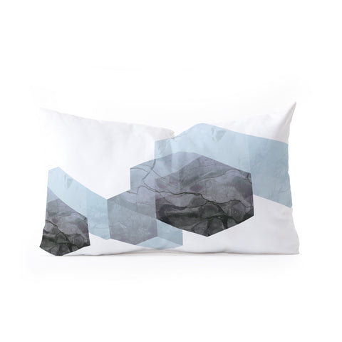 Emanuela Carratoni Neutral Marble Geometry Oblong Throw Pillow