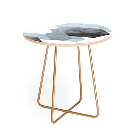 Emanuela Carratoni Neutral Marble Geometry Round Side Table